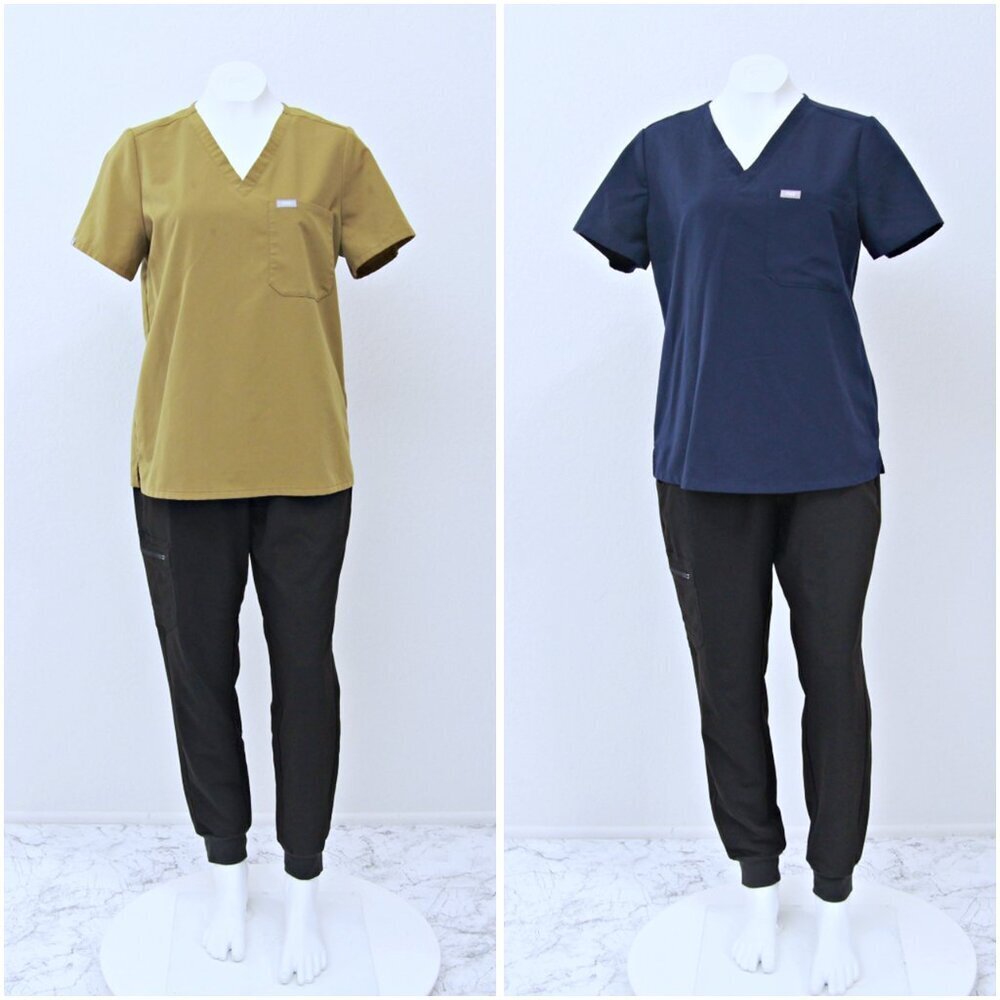 Bundle of 2 Figs Catarina One Pocket Scrub Tops Blue Green Women M Style FW1000
